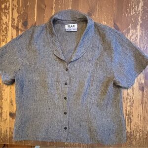 Flax Gray Button Down Shirt. Medium. 100% Linen